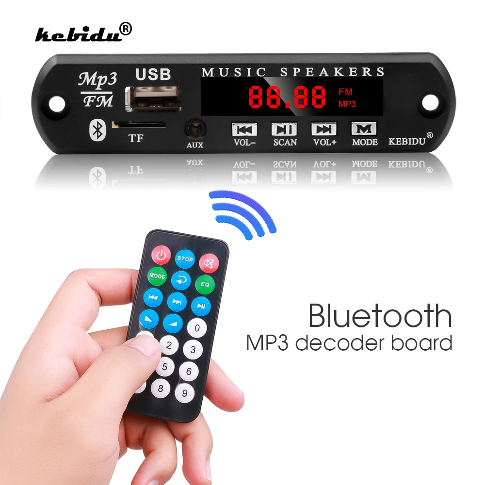 Kebidu Автомобильный MP3 декодер плата bluetooth Автомобильный MP3 Усилитель 5 в 12 В USB FM TF радио аудио модуль музыкальный динамик с пультом дистанционного управления