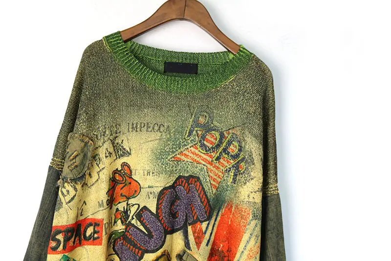 XITAO вязаный свитер с принтом Женская корейская мода новинка осенний пуловер элегантный пэчворк небольшой свежий свитер WQR1968