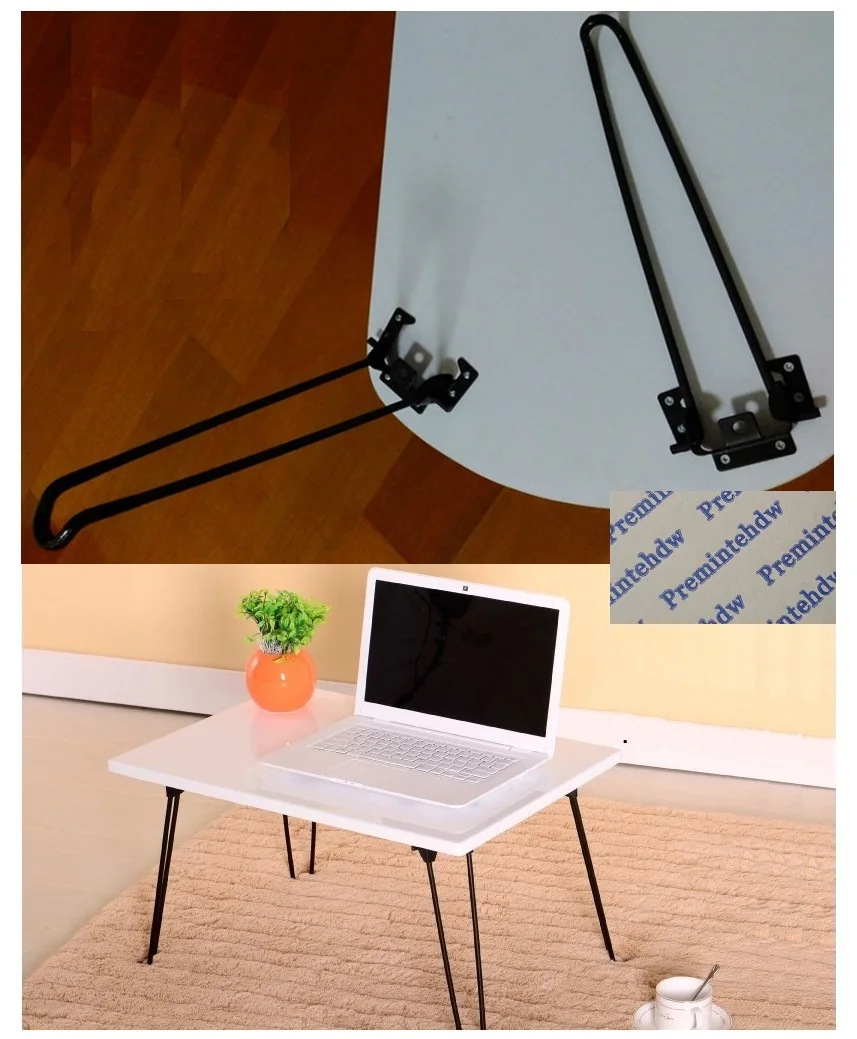 4Pcs 8mm Steel Wire 43CM 17" Folding Hairpin Leg Laptop Coffee Table Desk Matte Black