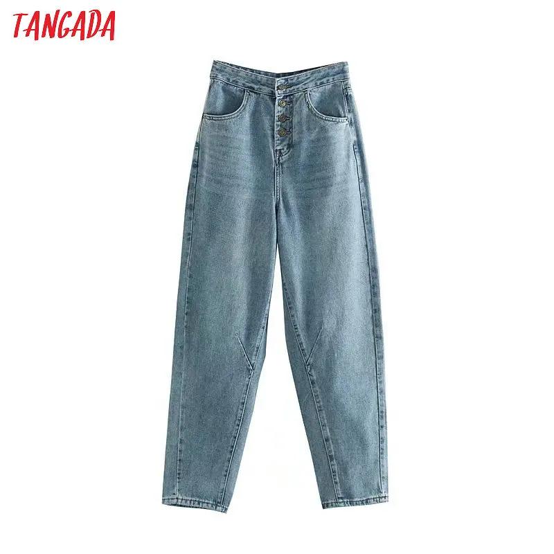 Tangada, женские шикарная мама, джинсы, штаны, пуговицы, длинные штаны, карманы, молния, свободные, повседневные, женские, джинсовые штаны, 4M126