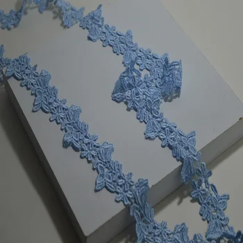

5Yards/lot 3.5cm Wide Skyblue Hollow Floral Venise Lace Trim with Design for Wedding Bridal,Garment Decoration