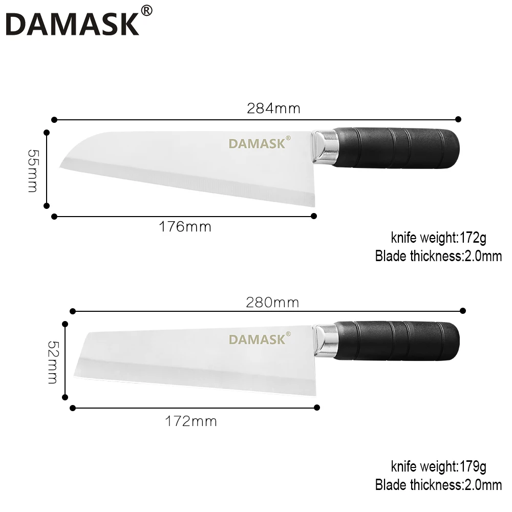 DAMASK кухонные ножи 7 дюймов рубящий нож лезвие из нержавеющей стали деревянная ручка Кливер профессиональный набор ножей из нержавеющей стали
