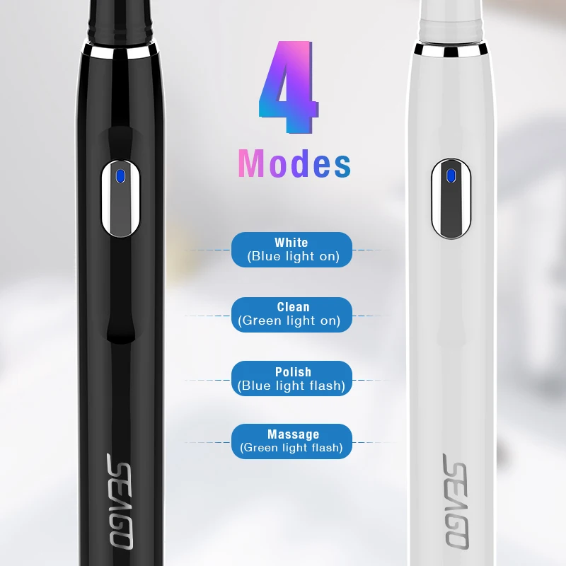 Seago Electric Toothbrush Rechargeable Sonic Vibrate 4 Clean Modes Waterproof Brushes Soft Bristle Portable Adult Timer Brush electric toothbrush