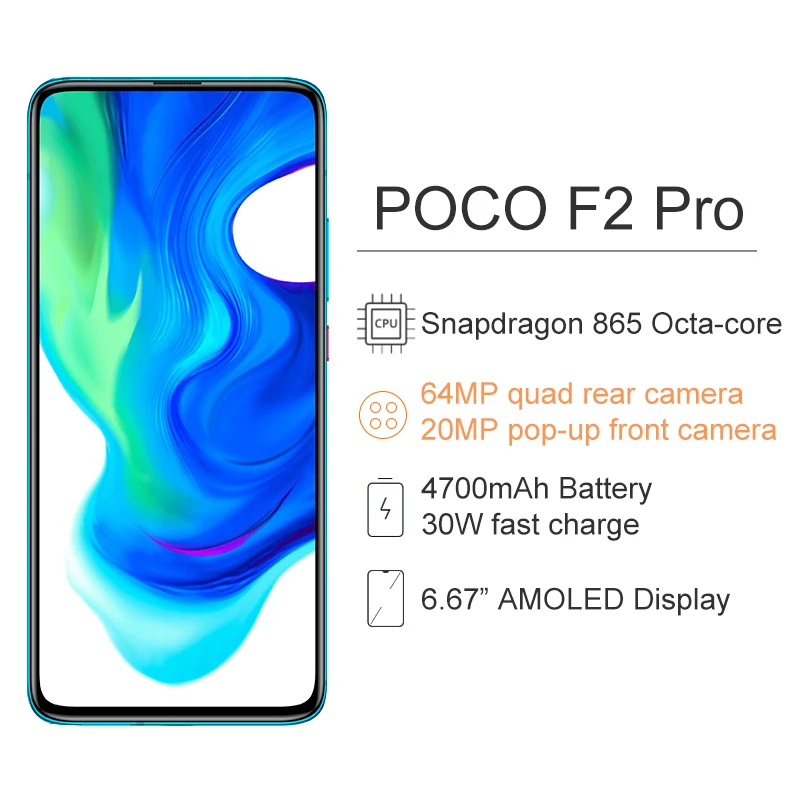 Глобальная версия смартфона Xiaomi POCO F2 Pro 6 ГБ ОЗУ 128 Гб ПЗУ Восьмиядерный Snapdragon 865 4700