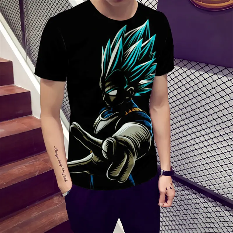 Новинка, футболка с 3D принтом Dragon Ball Z Goku, футболка с коротким рукавом и круглым вырезом, летняя футболка Saiyan Vegeta harajuku, брендовая одежда, футболка, Азиатский Размер 6XL
