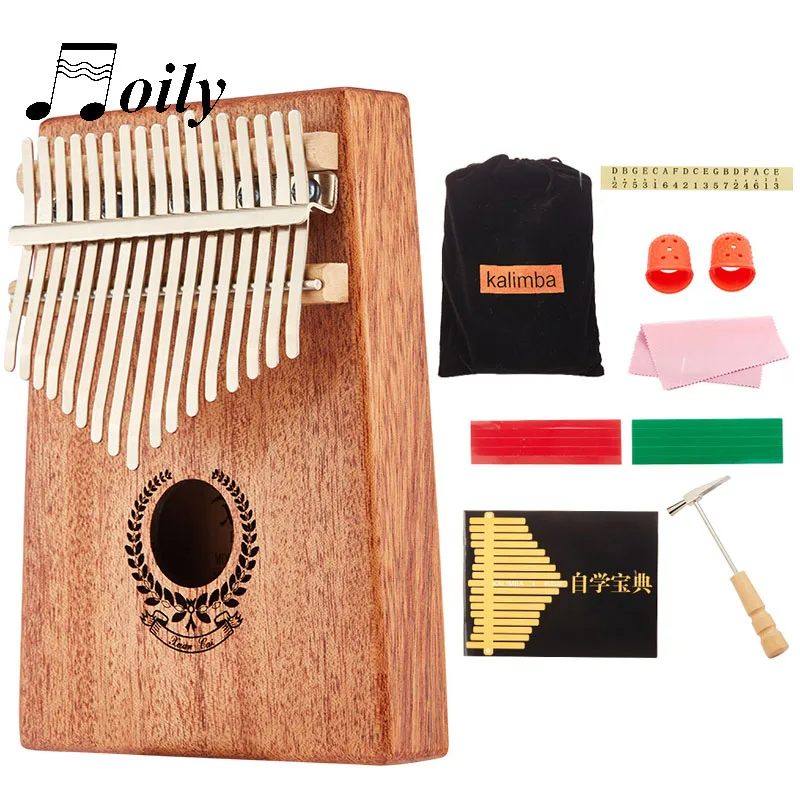 Portable Musical instrument Toys Mbira Finger Piano Solid Mahogany Body Musical Gift for Music Lovers Kalimba 17 Keys Thumb Piano with Tune Hammer