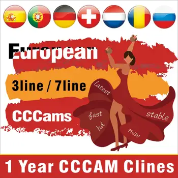 

2020 latest and most Stable 1 Year European Spain, Portugal, Poland Cccam 3/7 line Spain Satellite TV Receiver