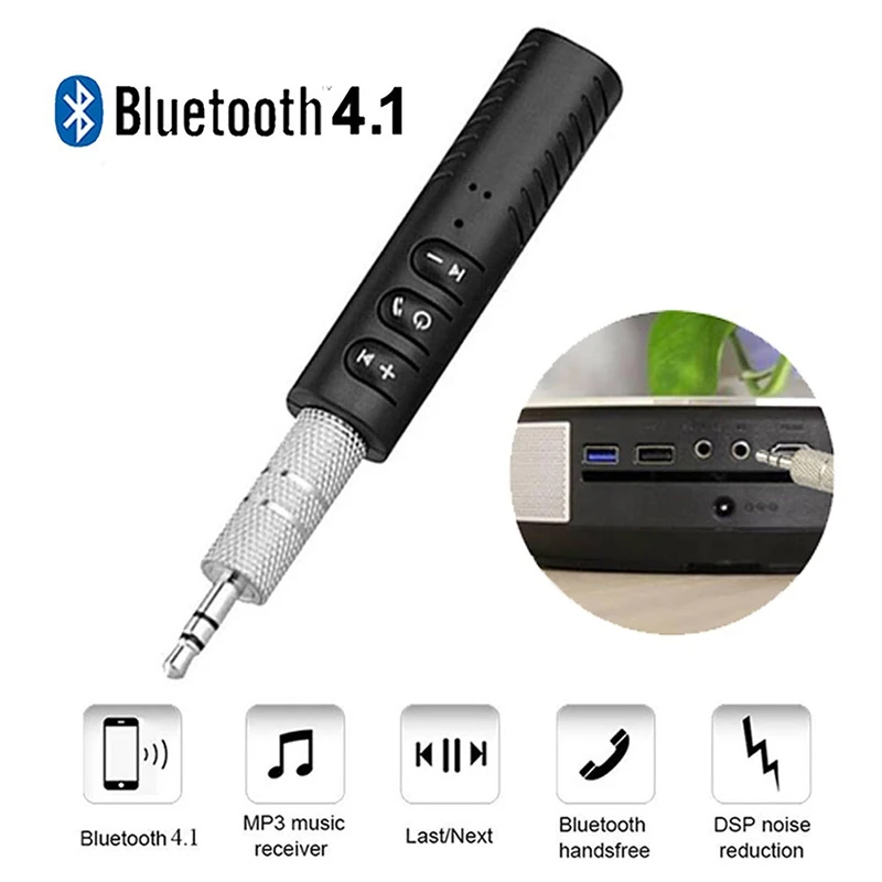 Mini receptor estéro con Bluetooth adaptador 3,5mm Jack a casa Altavoz del coche transmisor de Audio portátil diente azul Dongle