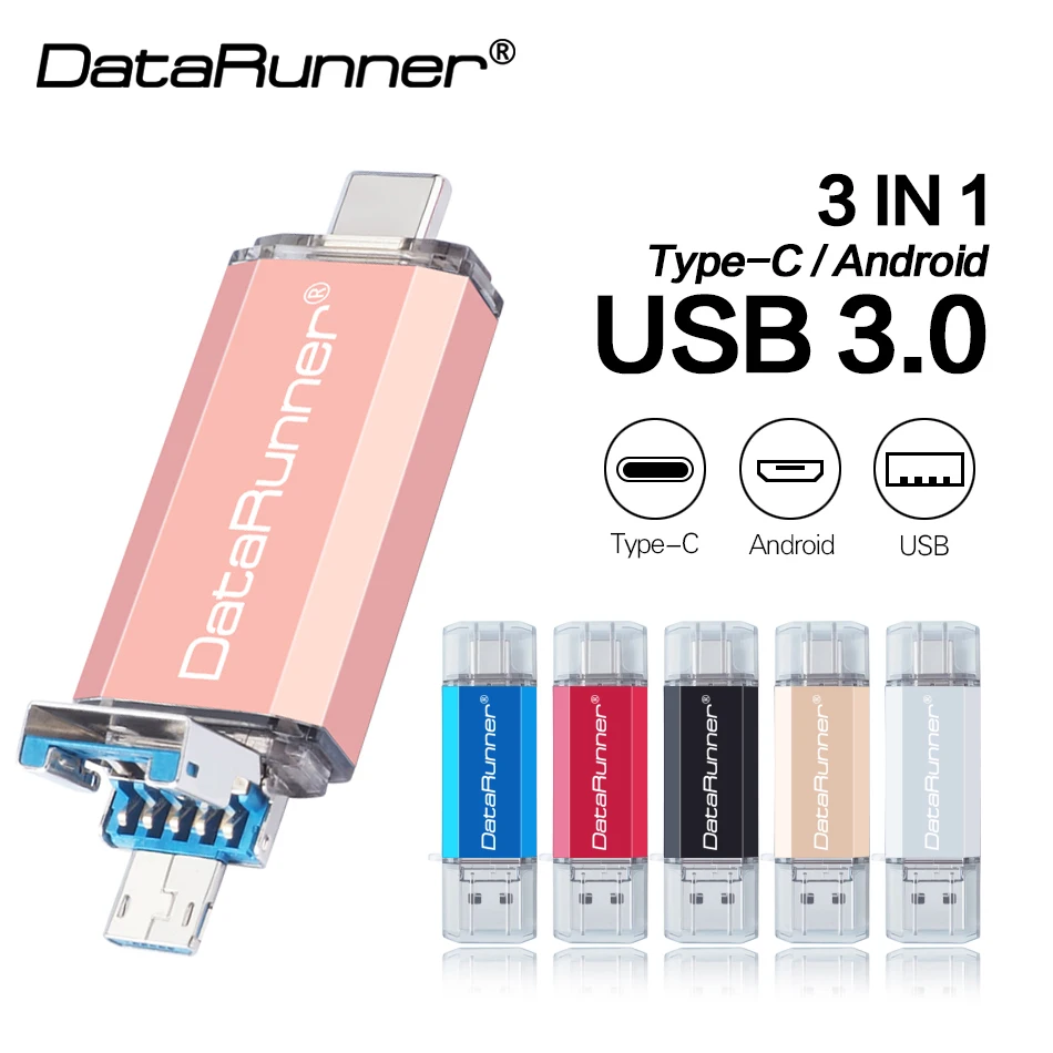 Usb 3,0 DataRunne OTG USB флеш-накопитель Тип C для iPhone/Android/PC 16 ГБ 32 ГБ 64 Гб 128 ГБ 256 ГБ Флешка USB флешка