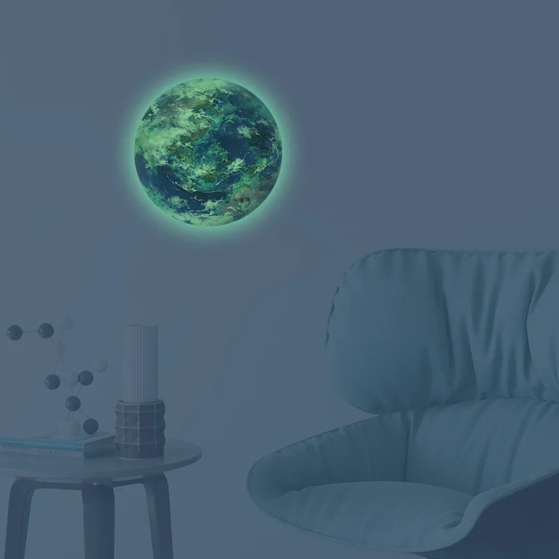 Luminous 3D Earth Glow-in-the-Dark Wall Sticker for Kids' Room and Home Decor