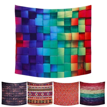 

Colorful geometric brick simulation tapestry Galaxy Hanging Wall Tapestry Hippie Retro Home Decor Yoga Beach Towel