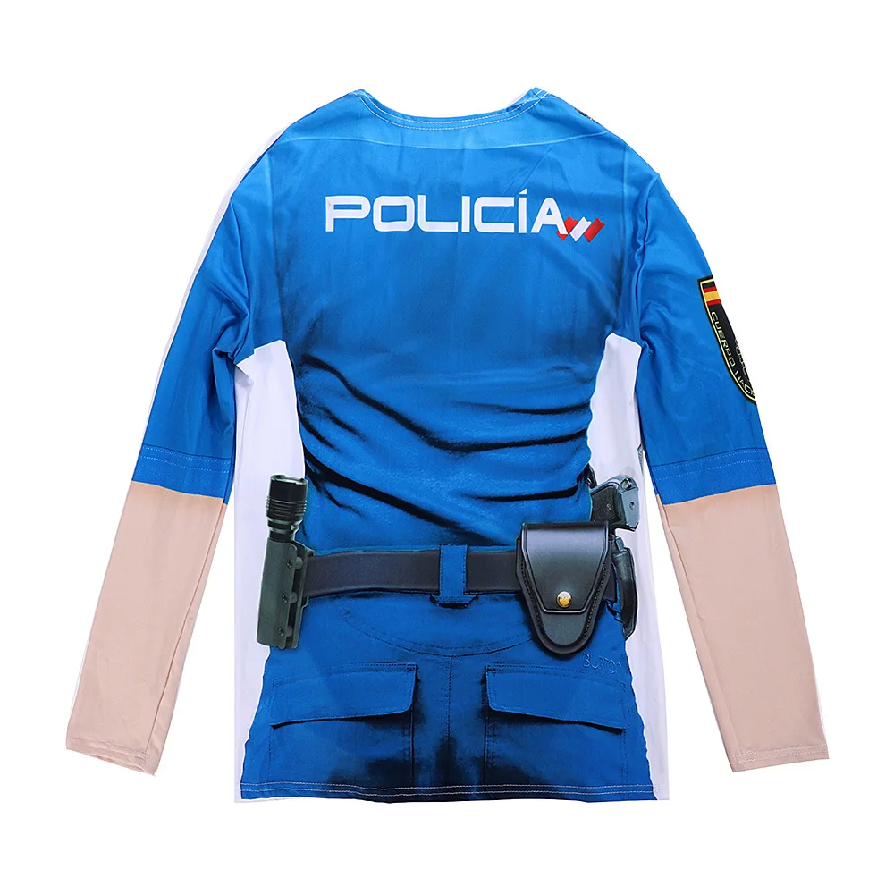  PTYGO PUBG Cospaly Spain Police T Shirt Repeat Dinner Short Sleeve High Quality Tee Clothing Tops M