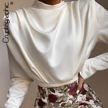 Cryptographic Satin Backless Mock Neck Bodysuit Women Tops Spring 2020 Fashion Long Sleeve Party Club Bodysuits Solid Streetwear