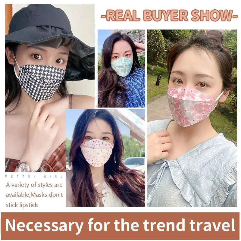 FFP2 Aldult Mask Korean Printed Face Mouth Mask 4 Layers Repeatable Woman Fabric Respirator Protective Non Stick Lipsti CE