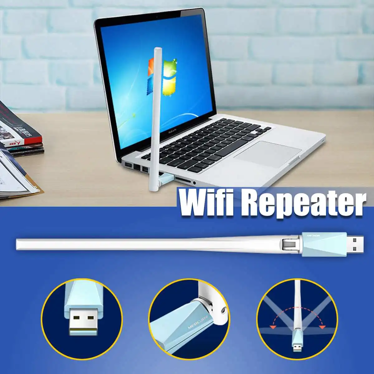 

USB Dongle WiFi Range Extender Repeater Wireless Router Signal Booster Antenna