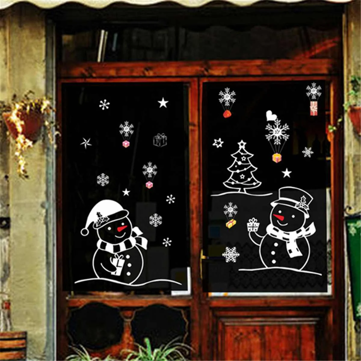 ПВХ настенная Рождественская Наклейка украшения для дома регулируемое окно наклейки Снеговик настенные наклейки на окна искусство домашний Декор 50*70 см