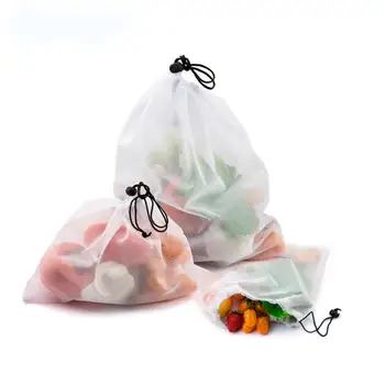 

1pc Reusable Vegetable Fruit Mesh Produce Bags Washable Eco Friendly Bags For Grocery Shopping Storage Toys Sundries