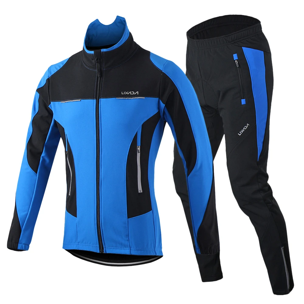 

Lixada 2019 Winter Thermal Fleece Men Cycling Clothing Set Windproof Long Sleeve Cycling Jersey Coat 3D Padded Pants Trousers