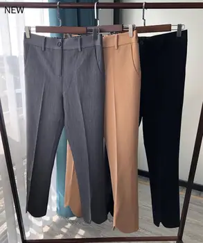 

Early Autumn Women Trousers Suit ankle-lengthPants Bottom Crescent Design ladies Casual with Pockets