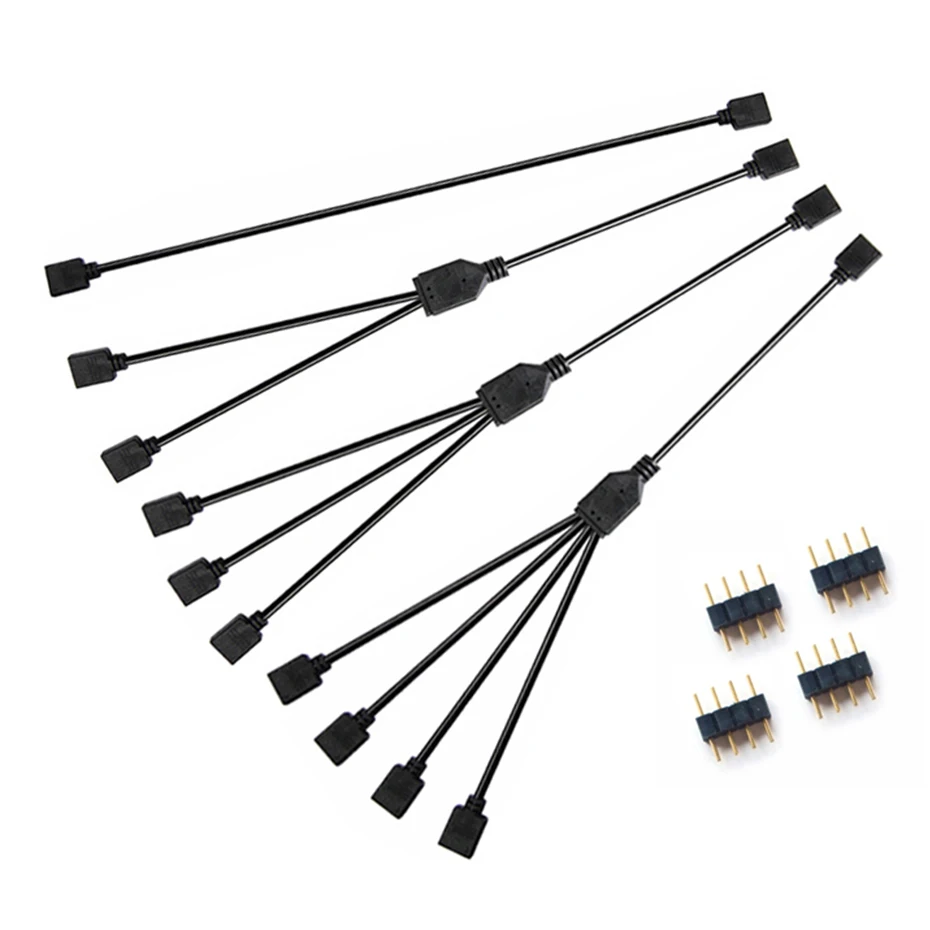 3PIN 4PIN RGB разветвитель вентилятора кабель Коннектор с 1 на 2 3 4 адаптер для