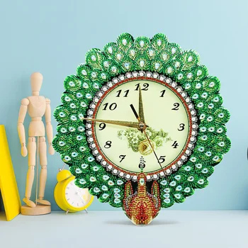 

Cartoon peacock Diy Diamond Painting Luminous Clock Christmas GIft Home Decorate Diamond Mosaic Home Decoration Wall Clock
