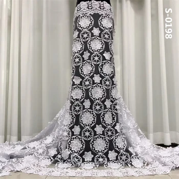 

New Arrival high quality african cord lace fabric,chemical lace water soluble guipure lace fabric for wedding