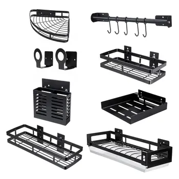 

Kitchen Storage Racks Holders Organization No Hole Installation Stainless steel DIY Dishes Seasoning Pot Cover Knife Rack Holder