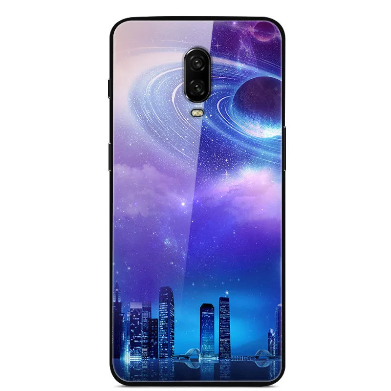 Бежевый Чехол из закаленного стекла для Oneplus 6T One Plus 6 7 7 Pro, силиконовый бампер, жесткий чехол с рисунком для Coque Oneplus7 1+ 7 чехлов - Цвет: Бежевый