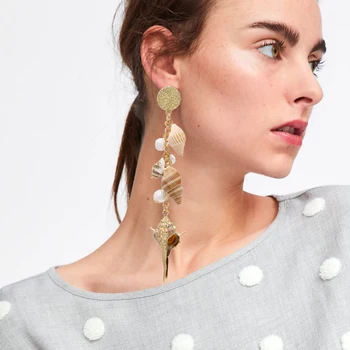 

Vodeshanliwen 2019 New Bohemian Shell Long Tassel Earrings For Women Fashion Simulated Pearl Drop Dangle Earrings Wholesale