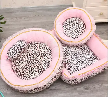 

Pink Leopard Pet Dog Bed Sleep Warm Dog Cat Puppy Soft Dog Mat Fall Winter Warm Kennel