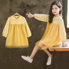 Модное Повседневное платье в клетку с длинными рукавами для девочек Новинка 220 года, Осенние праздничные платья принцессы для маленьких девочек одежда для детей возрастом 4, 6, 8, 10, 12 лет