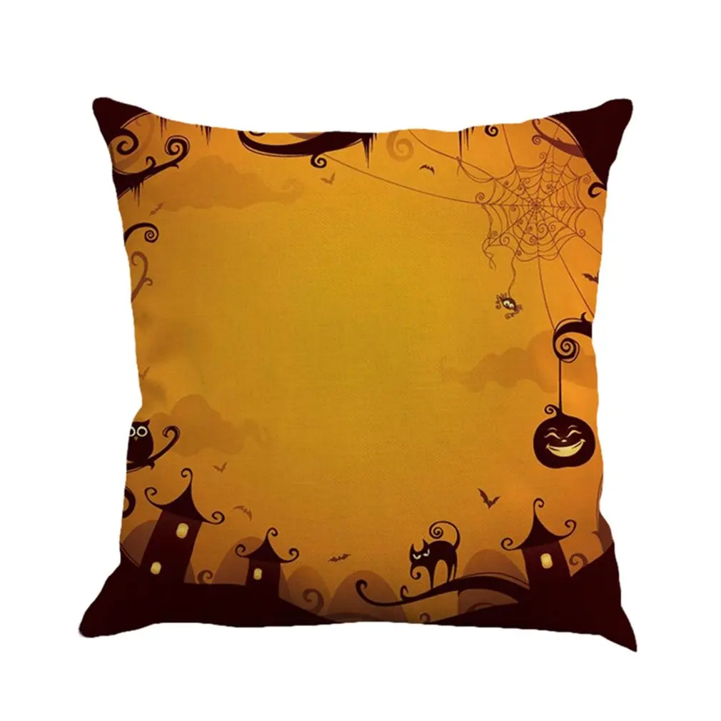 

4 Patterns Halloween Cotton Linen Fabric Cushion Covers Digital Printed Home Decorative Square Pillowcase 45*45cm Drop Shipping