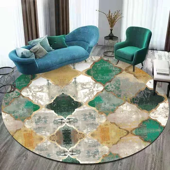 

Retro European Style Moroccan Geometric Living Room Bedroom Hanging Basket Chair Round Floor Mat Carpet