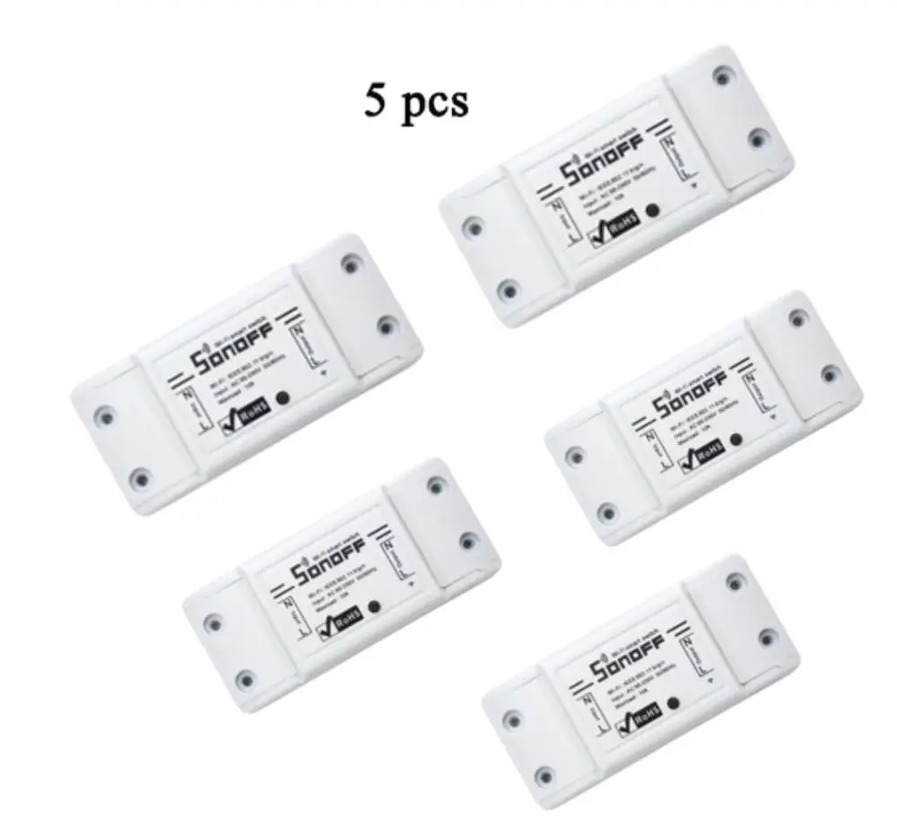 5 pcs 5 pcs/10 pcs Sonoff Basic R2 Smart Switch Universal type WiFi Outlet Plug DIY Module smart home Works with Alexa Google home - Комплект: 5 pcs