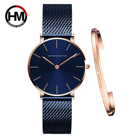 Rose Gold 1 Set Bracelet Watch Japan Quartz Creative Design Waterproof Stainless Steel Mesh Ladies Watches Relogio Feminino