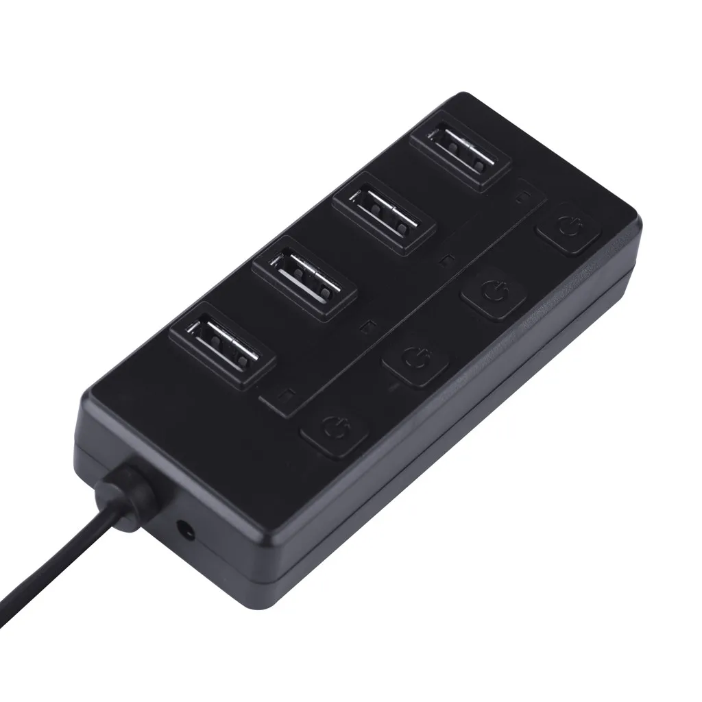 Usb-хаб 2,0 Micro Безопасный USB 2,0 Универсальный ABS Тонкий Высокая Скорость 4-Порты 480 Мбит/с концентратор с вкл/выкл кнопка включения светодиодный для планшетные телефоны