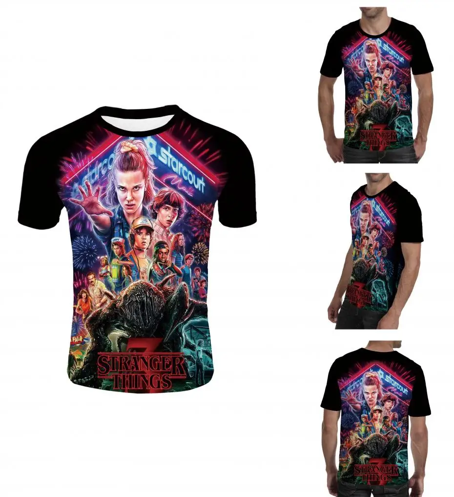 

2019 US TV series stranger things tshirt 3d printed stranger things T-shirt harajuku fashion funny t shirts tops