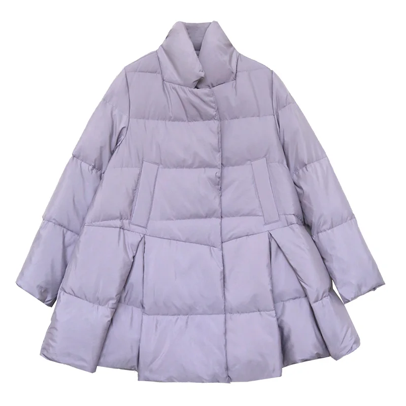Winter New Arrivals Women Loose Plus Size Sweet A-line Warm Thick 90% White Duck Down Jackets Overcoats 3 Colors
