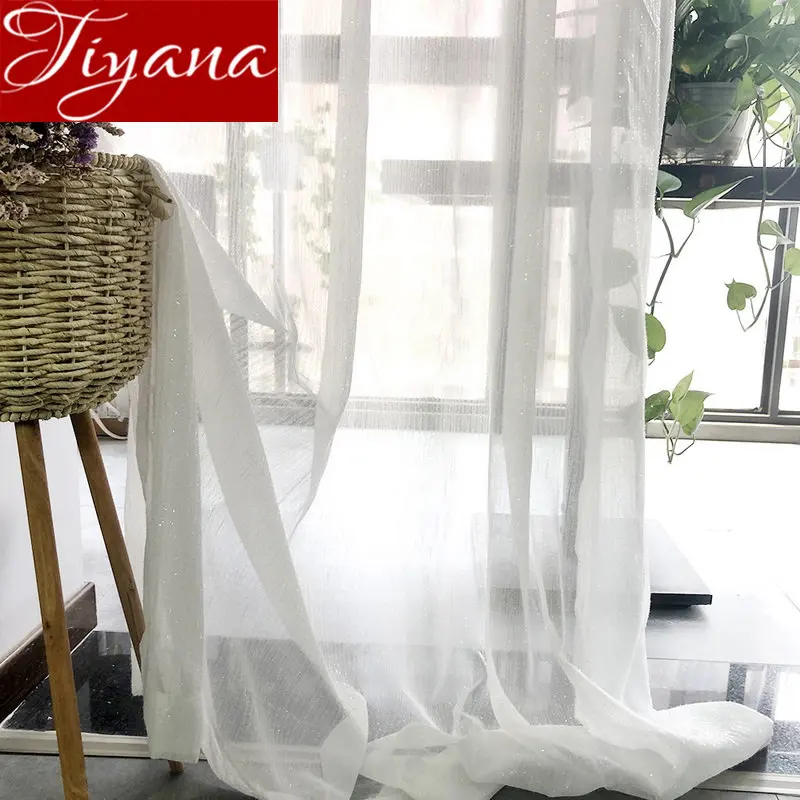 

Stripe Sliver Curtain White Panel for Living Room Solid Color Window Bay Curtain Drape Kitchen Customized Cortinas T&396#30
