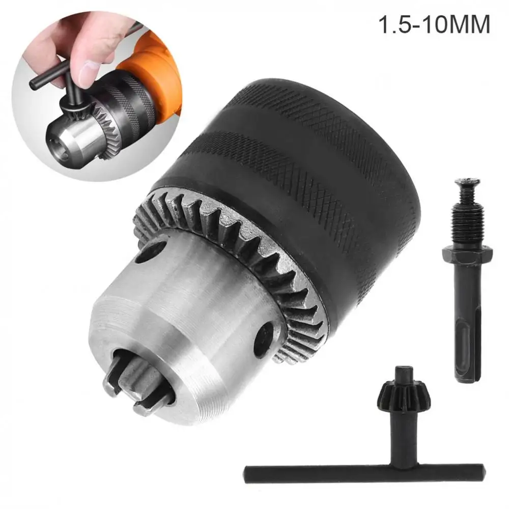 

3pcs/set 1.5-10mm Hard Alloy Drill Chuck with 10mm Drill Chuck Key Wrench and Hexagonal Conversion Rod for Hammer Conversion