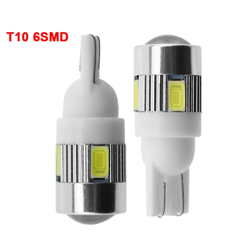 1х автомобильный T10 светодиодный светильник 6 SMD 12 В Белый 6500K W5W светодиодный сигнальный свет 10 SMD Авто интерьерный клиновидный боковой номерной знак лампы 5W5 194 168
