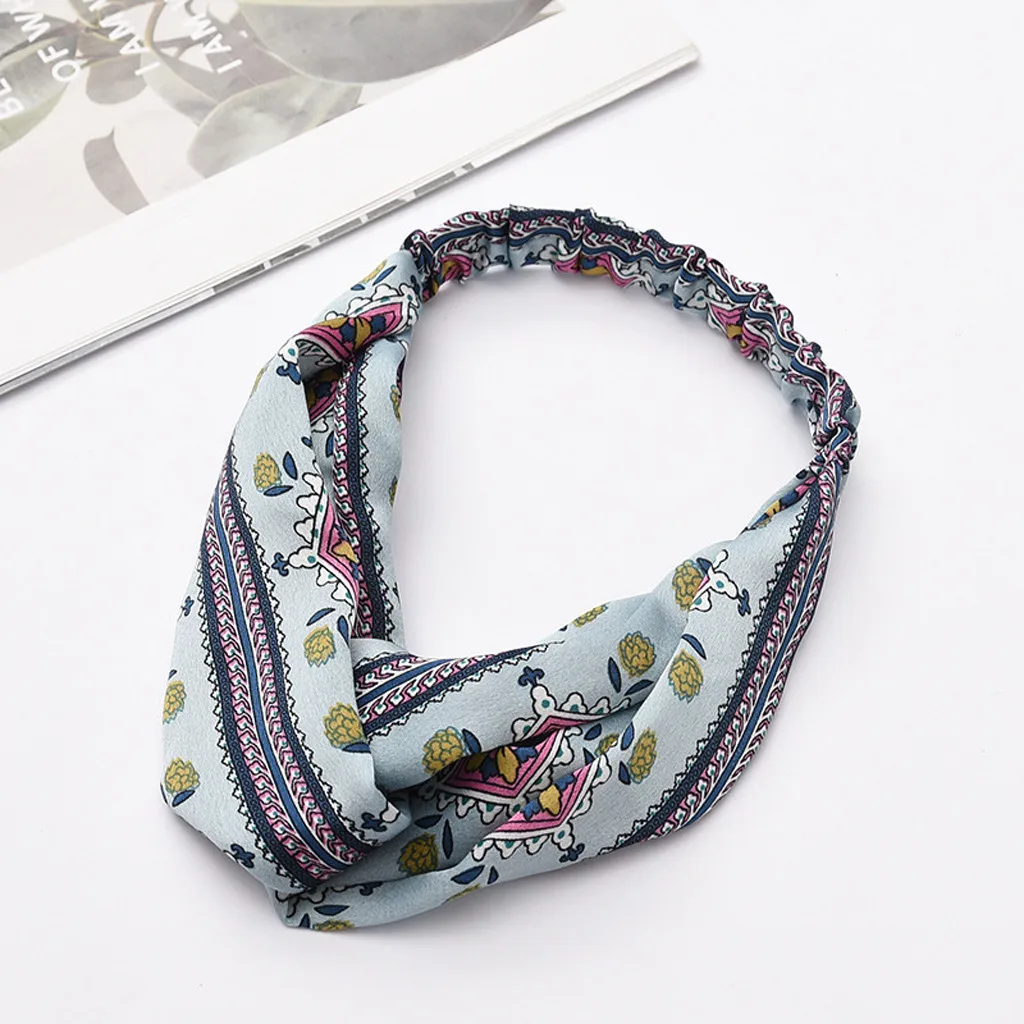 Модные женские обручи в Корейском стиле, Boho, цветочный узел, эластичный ободок, повязка на тюрбан, Йога, спортивные аксессуары для волос, L58