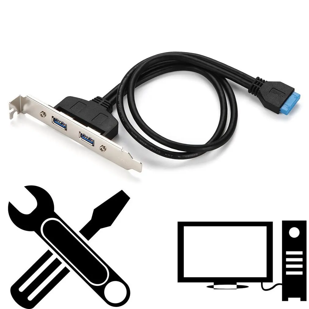 USB 3,0 обратно Панель скользящая Скоба для 20-контактный разъем кабеля 2-Порты и разъёмы супер-Скорость USB 3,0 5 ГБ/сек. USB 3,0 хост и устройство