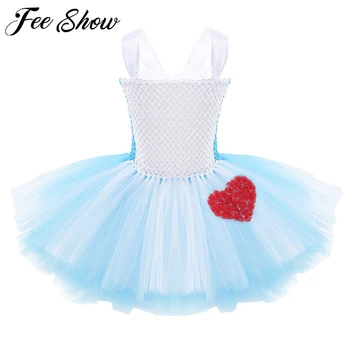 

Kids Sleeveless Heart Shape Applique Mesh Tutu Dress Girls Halloween Costume Birthday Theme Party Cosplay Fairy Princess Dress