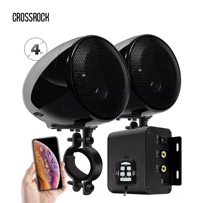 日本価格 オートバイオーディオセットステレオ2chアンプ4インチスピーカーfm Mp3 Aux黒 大特価セール開催中 Zabpoc Ru