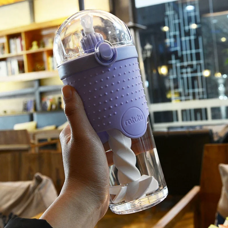 500 мл пластиковые бутылки для воды белок шейкер блендер бутылки с соломинками BPA бесплатно Портативный Спорт мои бутылки для воды
