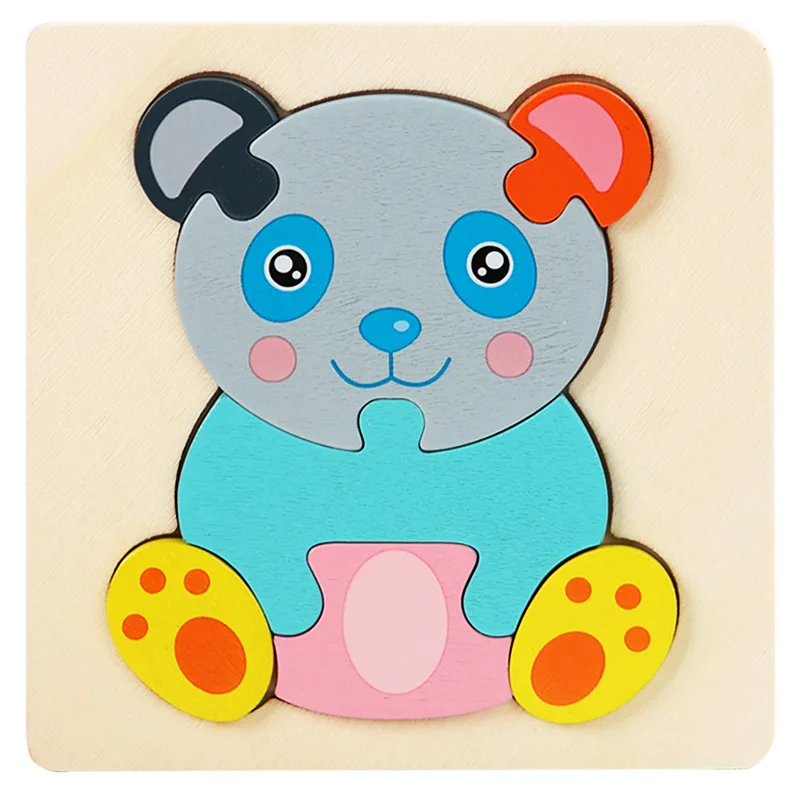 3D Wooden Puzzle Cartoon Animals Kids Cognitive Jigsaw Puzzle Early Learning Educational Baby Puzzle Toys for Children 18