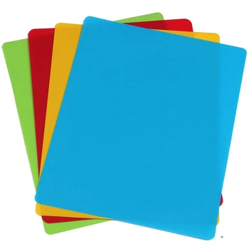 

4Pcs/Set Extra Thick Flexible Non-Slip Rectangle Plastic Cutting Mats Food Cutting Board Cutting Kitchen Tools