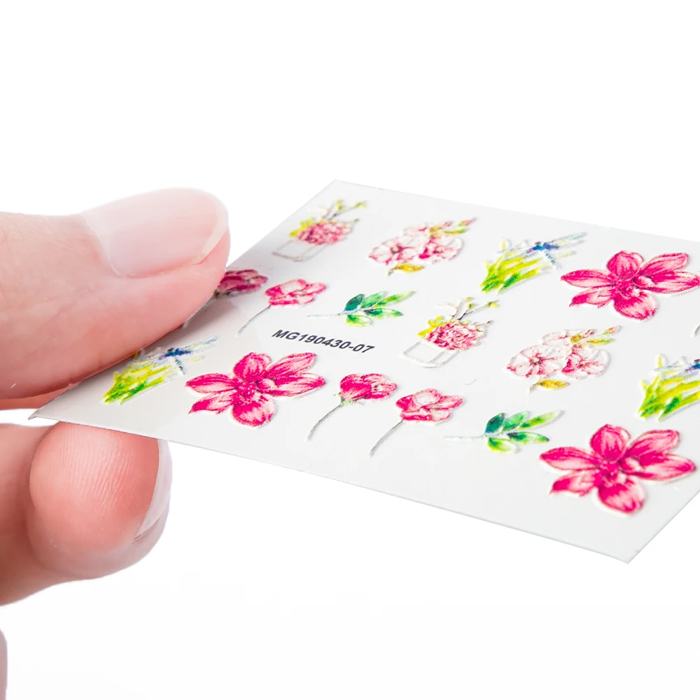 1 шт. 3D акриловый выгравированный цветок для ногтей водная переводная наклейка для ногтей художественная наклейка наклейки блеск для ногтей обертывания наклейки