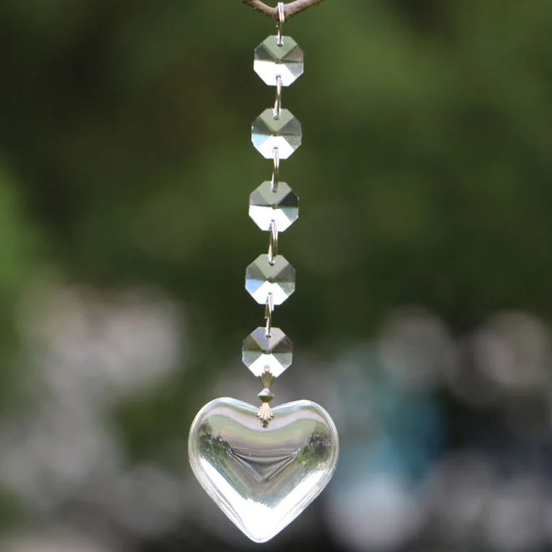 5pcs/lot 42mm Heart Crystal Prisms Chandelier Part Pendant Suncatcher Glass Art Hanging Home Decor DIY Ornament